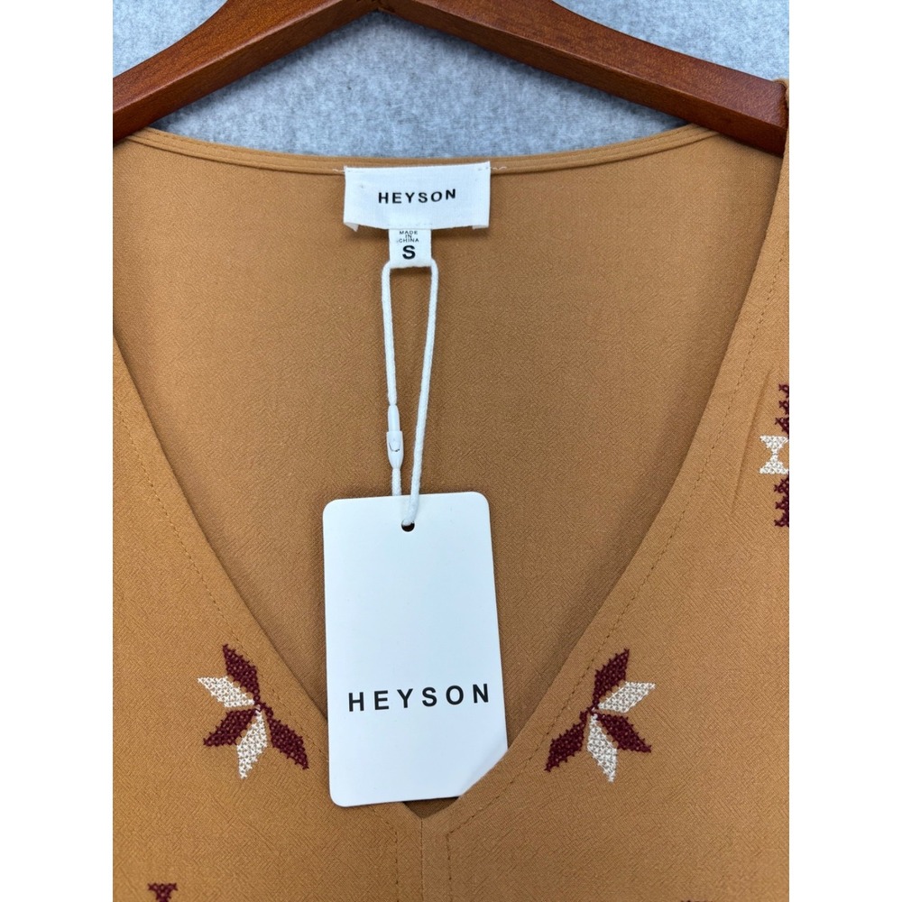 NWT HEYSON V NECK EMBROIDERED BABYDOLL BLOUSE Cider embroidered lightweight boho - Picture 3 of 11